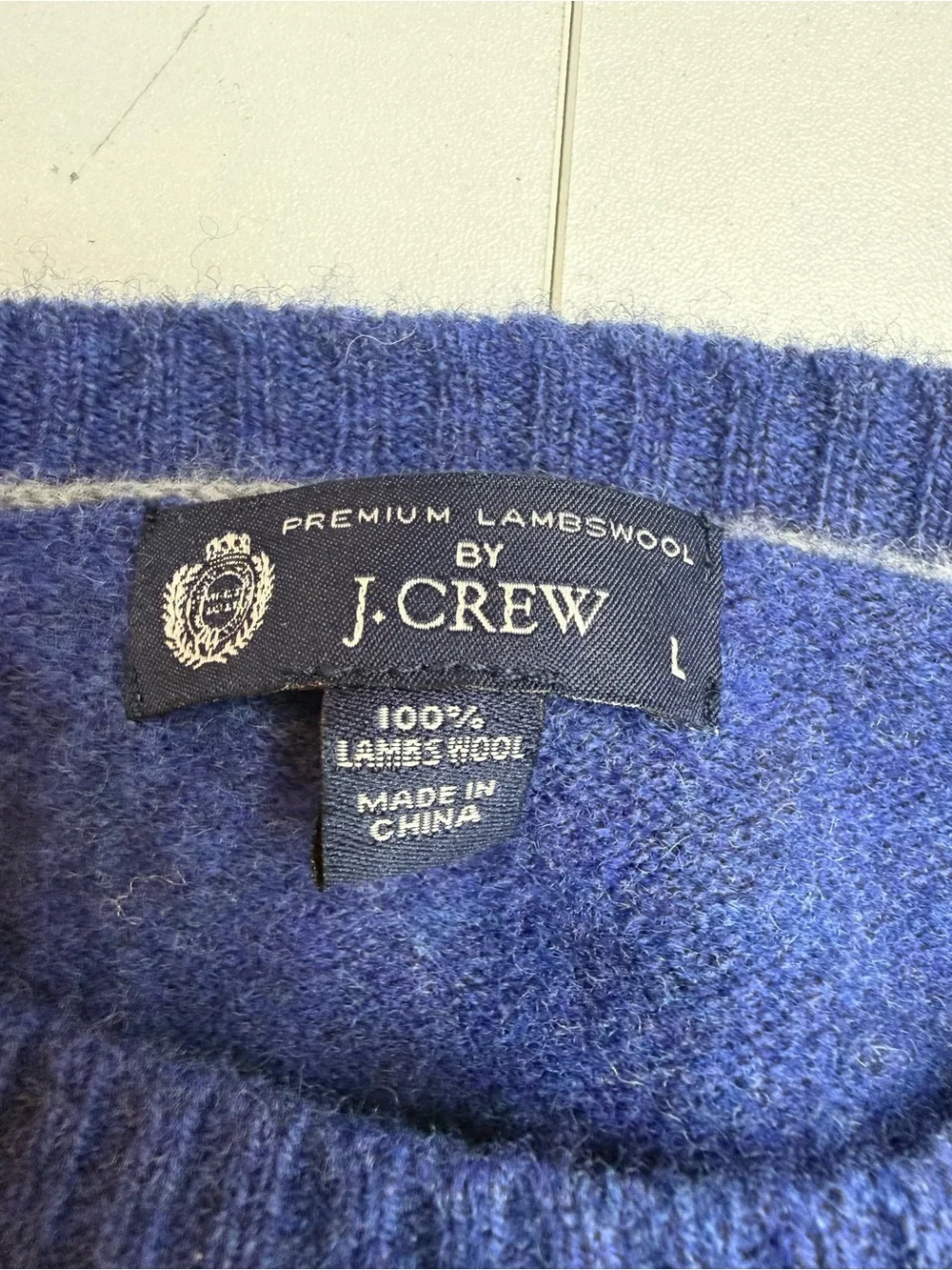 J.Crew Men’s Premium Lambswool Crewneck Sweater Blue Size L